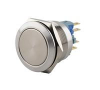 SeKi Stainless Steel Push Button Diameter 22 mm Touch Button Flat Head Shape Soldering Eyelets/Flat Connector 0.5 x 2.8 Connection Bell Push Button
