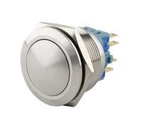 SeKi Stainless Steel Push Button Diameter 25 mm Touch Button Curved Head Shape Soldering Eyelets/Flat Connector 0.5 x 2.8 Connection Bell Push Button