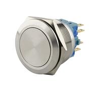 SeKi Stainless Steel Push Button Diameter 25 mm Touch Button Flat Head Shape Soldering Eyelets/Flat Connector 0.5 x 2.8 Connection Bell Push Button