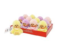 Sekiguchi 201495 Original Monchhichi, Assorted in Yellow, Purple and Pink, Approx. 15 cm Plush Cuddly Toy