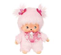 Sekiguchi 242443 Original Bebichhichi Girl Cherry Blossom Plush Toy with Bib and Braids with Flowers, Approx. 15 cm Large Cuddly Toy Made of Pink Plush