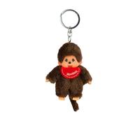 Sekiguchi 2534 - Original Monchhichi girl or boy, made of brown plush, with bib, key ring, approx. 10 cm, Assorted