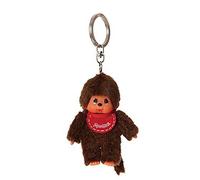 Sekiguchi 2534 - Original Monchhichi girl or boy, made of brown plush, with bib, key ring, approx. 10 cm, Assorted