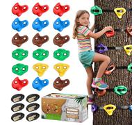 SEKKVY 18 Ninja Tree Climbing Holds and 6 Sturdy Ratchet Straps for Kids and Adults, Large Climbing Rocks for Outdoor Ninja Warrior Obstacle Course Training