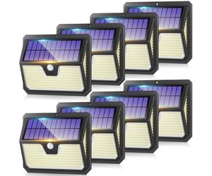Seklin 8 Pack Solar Security Lights Outdoor, 239 LED Solar Powered Wall Light, 270° Wide Lighting Angle, Motion Sensor, IP65 Waterproof Solar Flood Lamp for Outside Yard Fence Garage