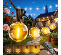 Seklin G40 Festoon Outdoor Lights 45M, Mains Powered - 45+2 LED Bulbs, Dimmable with Remote & Timer, 3 Modes, Waterproof Connectable Lighting for Garden Patio Pergola Balcony Party