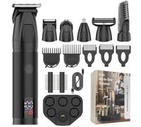 Sekoda 6-in-1 Men's Grooming Kit - IPX7 Waterproof Rechargeable Beard Trimmer, Nose & Ear Hair Trimmer, Body Groomer & Electric Shaver for Men, (YJ-101 Black-6-in-1)