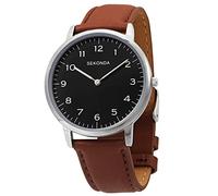 Sekonda 1348.28 Gents Black Dial Brown PU Buckle Strap Watch