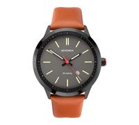 Sekonda 1828 Black IP Brown Leather Strap Watch - W31426