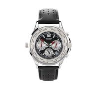 Sekonda Leather Strap Dual Time Silver Watch 1842