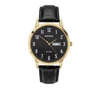 Sekonda 30184 Gold Tone Black Leather Strap Watch - W31468