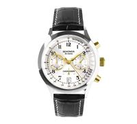 Sekonda 30235 Men's Tachymeter Leather Strap Watch, Silver