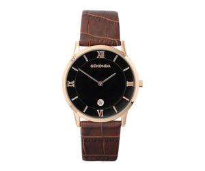 Sekonda 3207 Mens Brown Leather Strap Wrist Watch, 3207