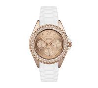 Sekonda 37mm Womens Classic Quartz Watch Rose Gold Dial White Silicone Strap Day Date Display 30m Water Resistant Mineral Glass 2-Year Guarantee