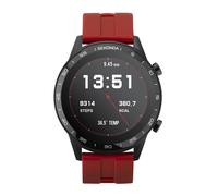 Sekonda Active 46mm Mens Round Black Smartwatch Watch with Red Strap