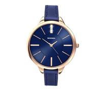Sekonda Ada Womens Watch - Quartz 39mm Ladies Watch with Stone Set Sunray Dial, Rose Gold-Tone Case and Blue Leather Strap - 2 Year Warranty