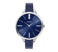 Sekonda Ada 39mm Women's Quartz Watch Three Hand with Stone Set Blue Sunray Dial Analogue Display and Leather Strap