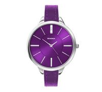 Sekonda Ada Womens Watch - Quartz 39mm Ladies Watch with Stone Set Sunray Dial, Silver-Tone Case and Purple Leather Strap - 2 Year Warranty