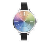 Sekonda Ada Womens Watch - Qurtz 39mm Ladies Watch with Stone Set Sunray Dial, Silver-Tone Case and Black Leather Strap - 2 Year Warranty