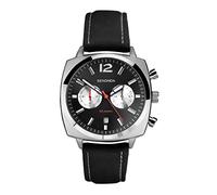 Sekonda Sekonda Airborne Men's Chronograph Watch | Silver Case & Black Leather Strap with Black Dial | 30028