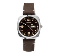 Sekonda Airborne Mens 40mm Quartz Watch in Black with Analogue Day/Date Display, and Brown Suede Leather Strap 1988