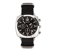 Sekonda Men's Watch Airborne 1989 – 40mm Quartz Chronograph, Silver Case, Black Canvas Strap