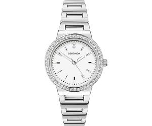 Sekonda Amelia Ladies 28mm Quartz Watch in White with Analogue Display, and Silver Alloy Bracelet 40077