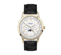 Sekonda Sekonda Armstrong Moon Phase Men’s Watch | Gold Alloy Case & Black Leather Strap with Silver Dial | 30147