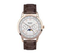 Sekonda Armstong Classic Men's 40mm Quartz Watch in Silver with Analogue Day/Date Display, and Brown Leather Strap 30148