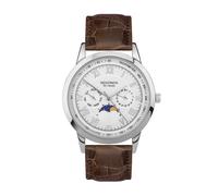 Sekonda Armstrong Moonphase 40mm Watch With Brown Leather Strap and Silver Case
