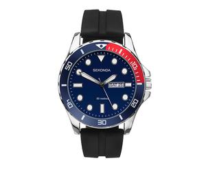 Sekonda Balearic Men's Dive Style Blue Dial Black Rubber Strap Watch