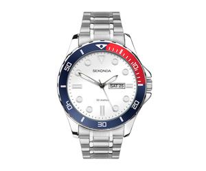 Sekonda Balearic Men's Dive Style White Dial Silver Tone Stainless Steel Bracelet Watch