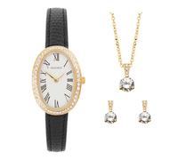 Sekonda Bellamy Ladies 23mm Stone Set Gift Set in Gold with Analogue Display and Black Leather Strap