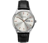 Sekonda Black Leather Silver and Rose-Gold Dial Strap Watch 1686