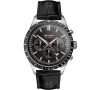Sekonda Sekonda Velocity Men's Chronograph | Stainless Steel Case & Black Leather Strap with Black Dial | 30017