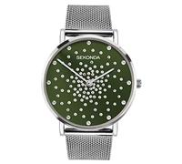Sekonda Celeste Ladies 36mm Quartz Watch in Green with Analogue Display, and Stainless Steel Mesh Bracelet 40499
