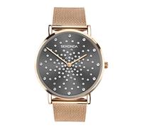 Sekonda Celeste Ladies 36mm Quartz Watch in Grey with Analogue Display, and Rose Gold Stainless Steel Mesh Bracelet 40029