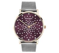 Sekonda Celeste Ladies 36mm Quartz Watch in Red with Analogue Display, and Stainless Steel Mesh Bracelet 40500