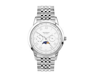 Sekonda Classic Armstrong Men's 40mm Quartz Watch in Silver-White with Analogue Day/Date Display, and Silver Stainless Steel Strap 30229
