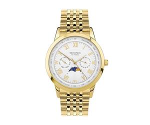 Sekonda Classic Armstrong Men's 40mm Quartz Watch in Silver-White with Analogue Day/Date Display, and Gold Stainless Steel Strap 30228