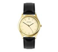 Sekonda Evans Gold Dial Black Leather Strap Watch 30253