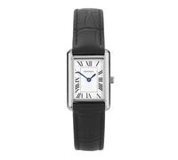 Sekonda Ladies Classic Colette Silver Rectangular Dial Black Leather Strap Watch 40744