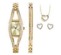 Sekonda Crystal Heart Women's Gold Plated Stone Set Watch & Jewellery Gift Set