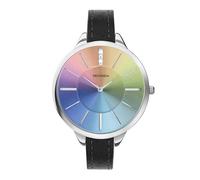 Sekonda Day to Night Ladies 38mm Watch in Silver with Black PU Strap & Rainbow Dial