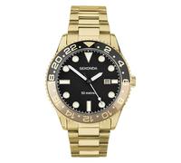 Sekonda Dive Ocean Men's 45mm Quartz Watch in Black with Analogue Date Display, and Gold Stainless Steel Strap 30198