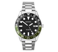 Sekonda Dive Ocean Men's 45mm Quartz Watch in Black with Analogue Date Display, and Silver Stainless Steel Strap 30197