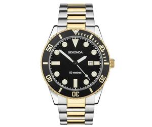 Sekonda Dive Oceans Men's Quartz Watch 43 mm with Analog Date and Stainless Steel Strap, Black