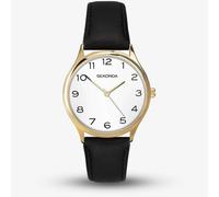 Sekonda Black and Gold Leather White Dial Strap Watch 1854