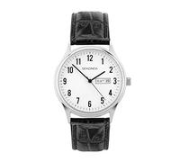 Sekonda Easy Reader Ladies 36mm Quartz Watch in White with Analogue Day/Date Display, and Black Leather Strap 30121