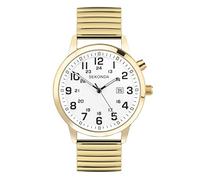 Sekonda Gents Easy Reader White Dial Gold Tone Expandable Stainless St